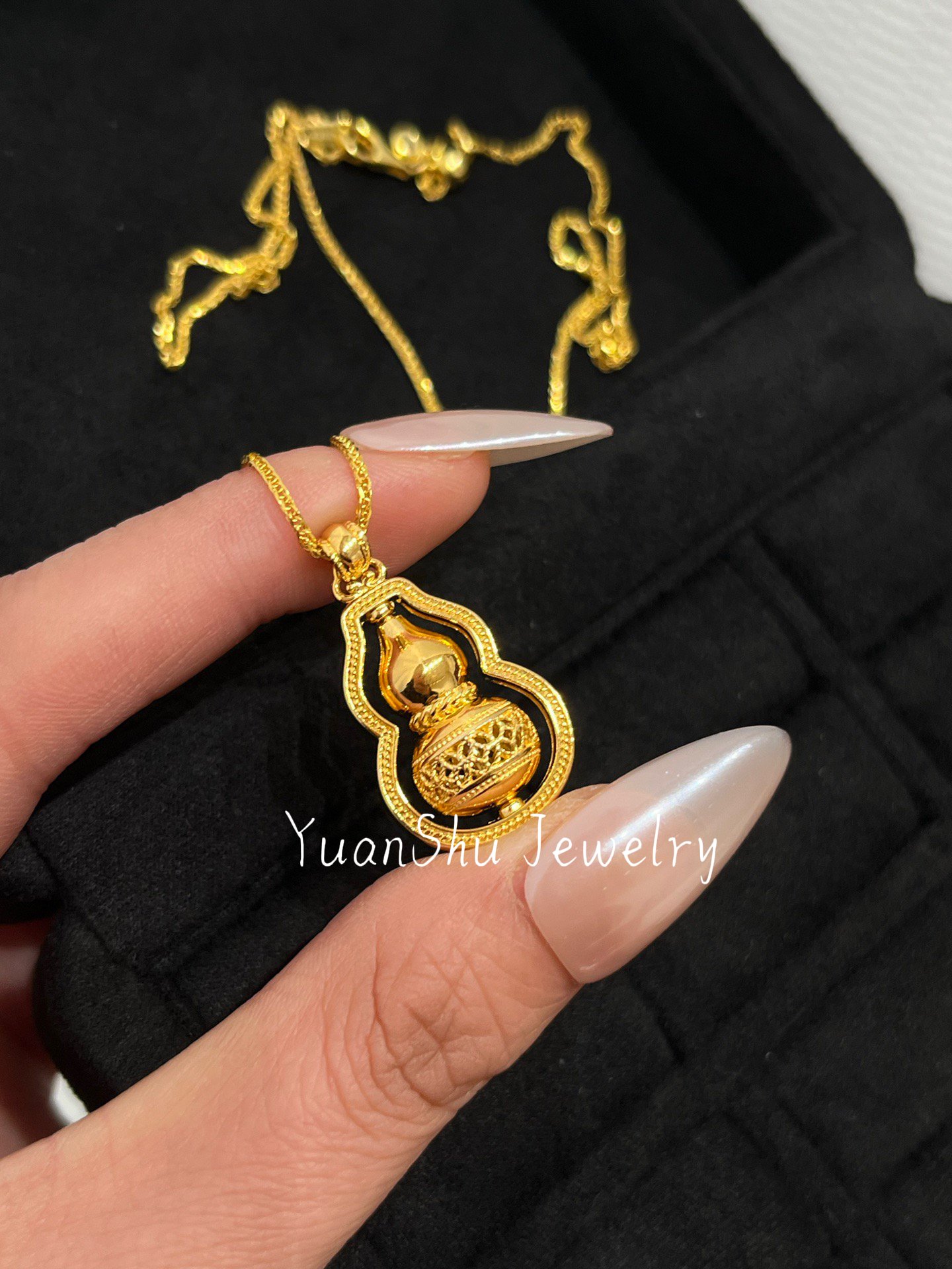 Necklace-Golden Spinning Gourd - Image 6