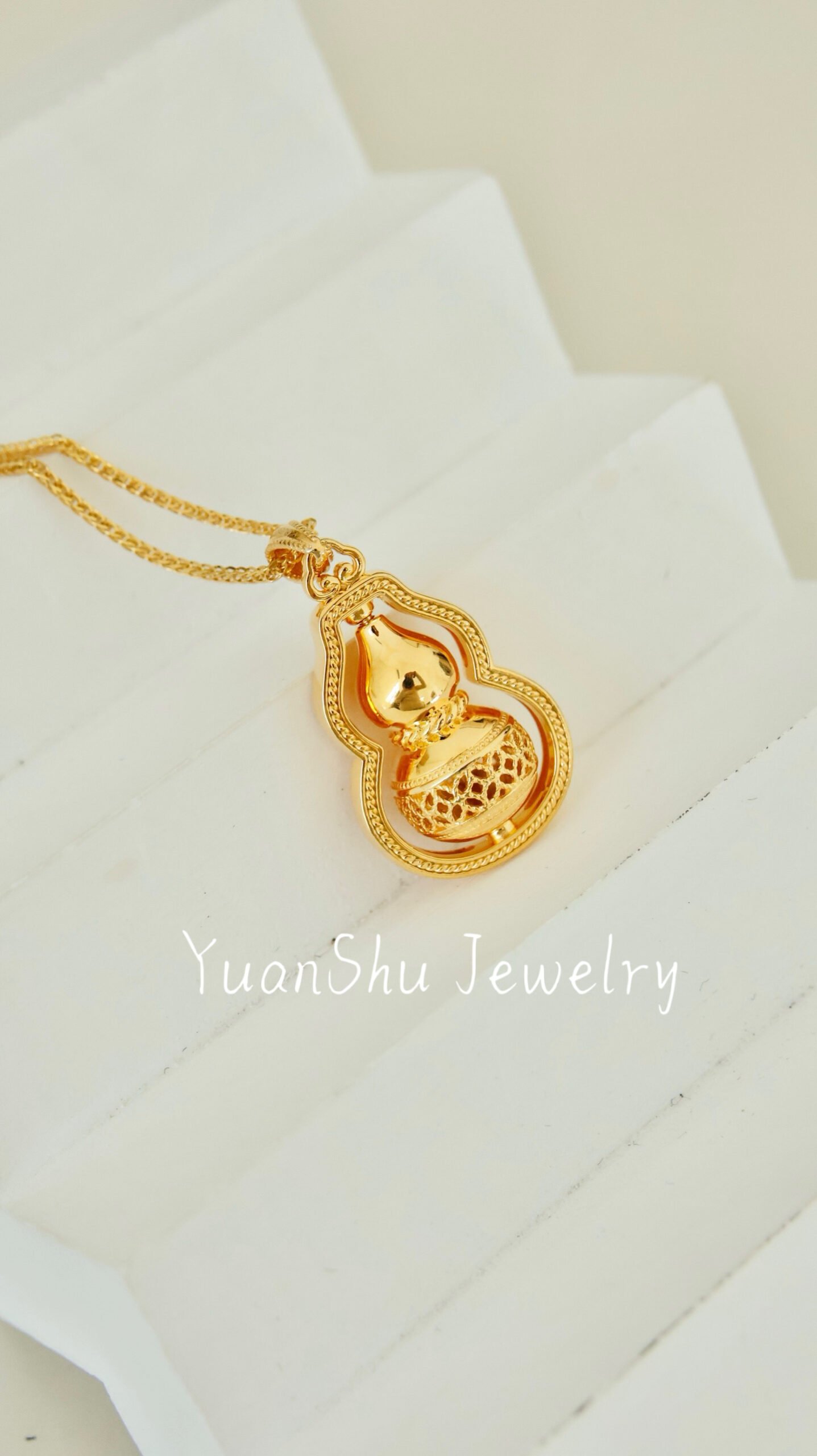 Necklace-Golden Spinning Gourd - Image 5